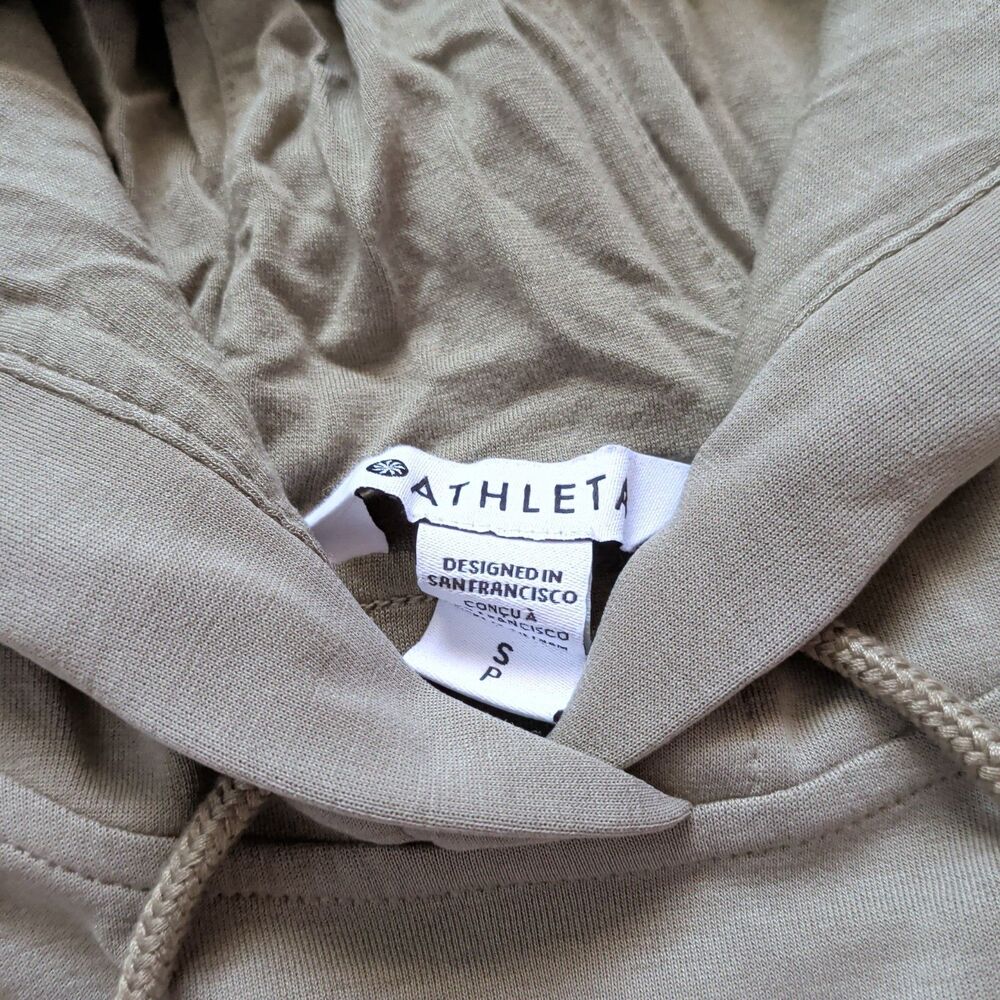 Athleta Seasoft Bubble Hem Hoodie Small S Sage Green Pullover Sweatshirt Soft - Picture 5 of 8